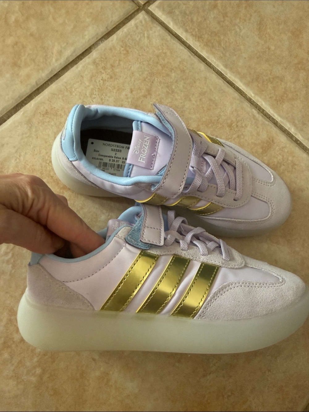 Kids' Lilac Sneakers with Gold Stripes